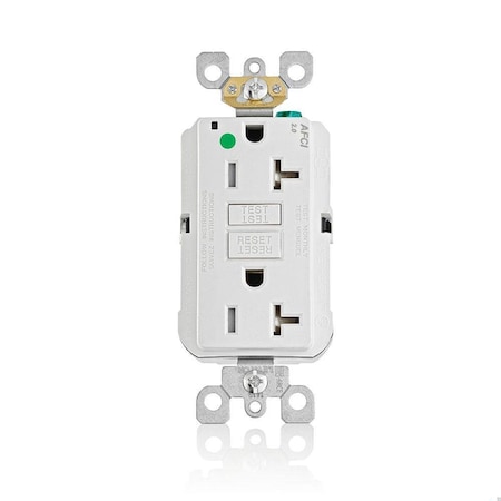 Leviton AFCI Receptacle 20A HG/TR White AFTR2-HGW