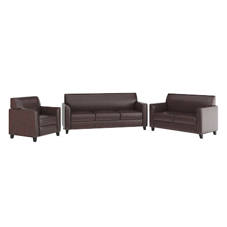 Flash Furniture Living Room Set, 29" x 32-1/4" to 32-1/2", Upholstery Color: Brown BT-827-SET-BN-GG