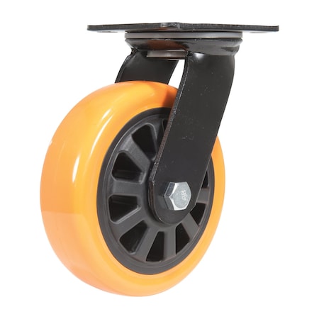 Vestil Polyurethane Swivel Caster 6 In. Diameter x 2 In. Width 836 Lb. Capacity Orange/Black CST-BN-6X2PUP-S