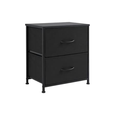 Homeroots 12" Black Fabric Metal And Wood Two Drawer Dresser 635734