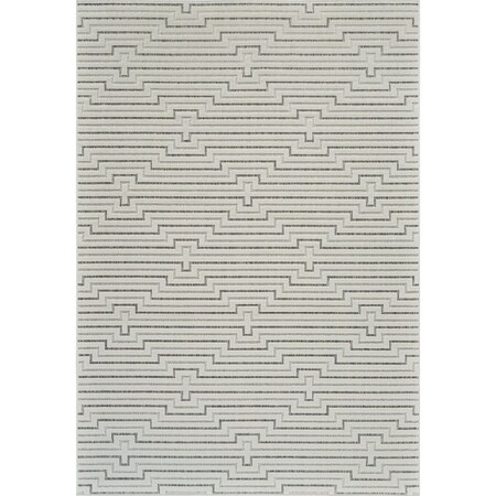 Homeroots 4' X 6' Cream and Beige Geometric Distressed Indoor Outdoor Area Rug 558788