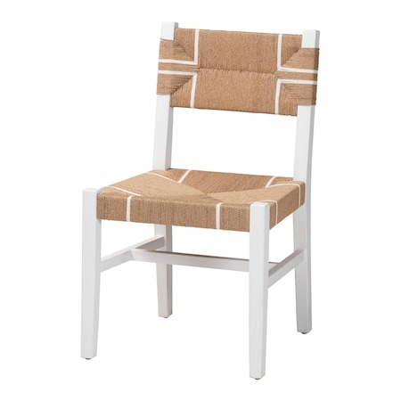 Bali & Pari Talli Bohemian Paper Loom and White Mahogany Wood Dining Chair 249-13888-ZORO