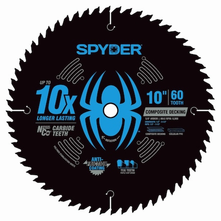 Spyder 10-Inch 60-Tooth Saw Blade for Composite Decking 13101