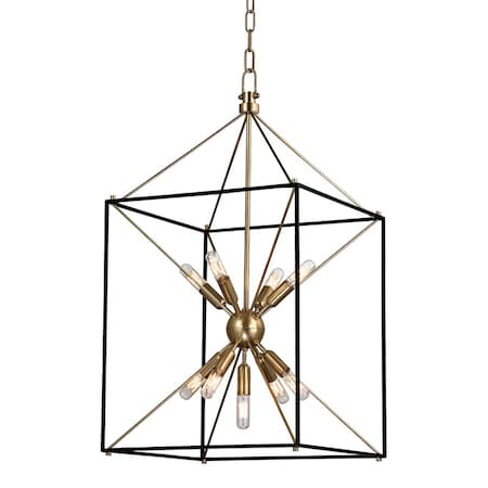 Hudson Valley Lighting Glendale 9 Light Lantern 16.25 In. Aged Brass/Black 8916-AGB