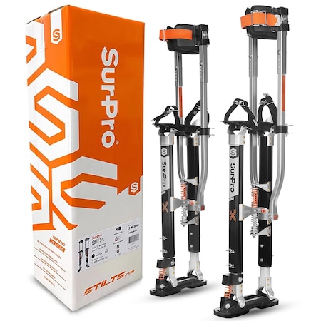 Surpro Double-Sided Drywall Stilts, Magnesium Base, 26 in - 40 in Height, QuadLock Contractor-Grade Stilts S2X-M-2640