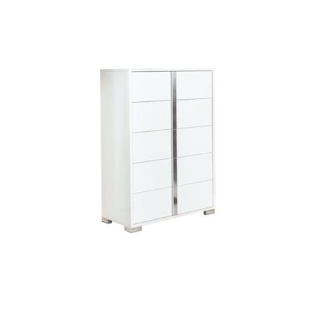 Homeroots 33" White Manufactured Wood Five Drawer Chest 473080