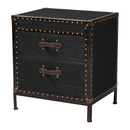Baxton Studio Laura Vintage Black Canvas 2-Drawer End Table Trunk 251-13910-ZORO