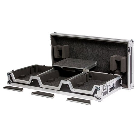 Deejay Led Universal DJ Coffin Case for Two Standard CD Players plus 12-in Mixer w/Sliding Laptop Shelf TBHDJCD12WLT