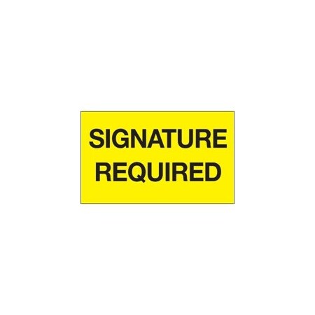 Bubblefast 3 x 5'' - ''Signature Required'' Fluorescent Yellow Labels BFDL1218