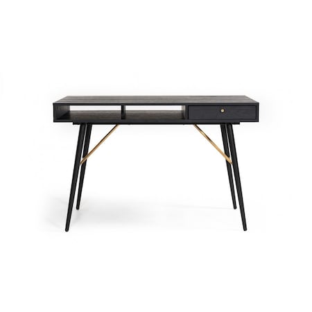 Homeroots 46" Black and Gold Writing Desk 482433
