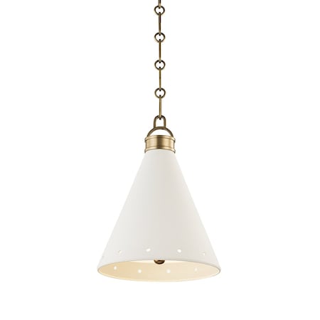 Hudson Valley Lighting Mark D. Sikes X Plaster No.1 1 Light Pendant 10 In. Aged Brass/White Plaster MDS400-AGB/WP