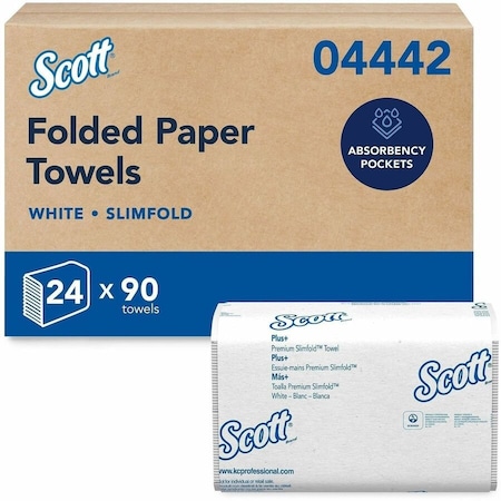 Scott Scott Control Slimfold Multifold Paper Towels, 1 Ply, 90 Sheets, White, 24 PK 04442