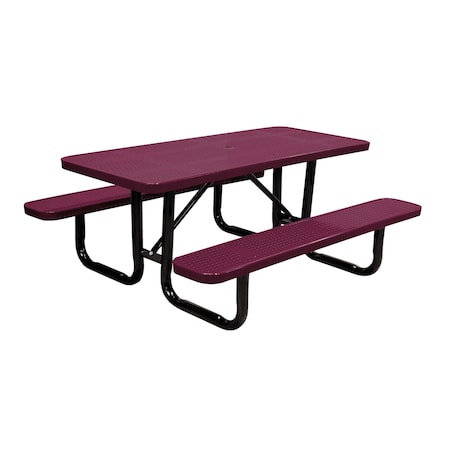 Leisure Craft 6' Standard Picnic Table, Perforated Metal, Portable, Burgundy T6XPP-PERF-BURGUNDY