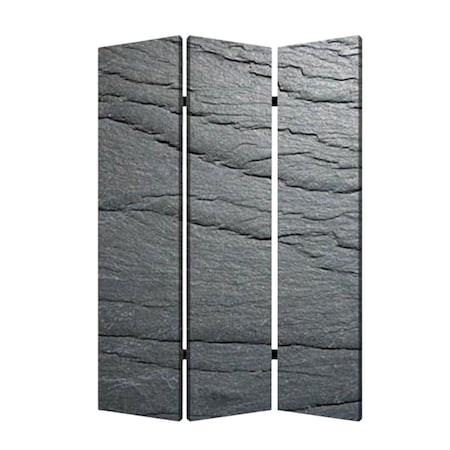 Homeroots 72" Gray Canvas Folding Three Panel Screen Room Divider 274661