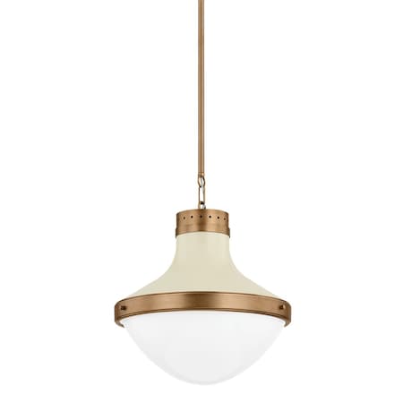 Troy Lighting Maxton 1 Light Pendant 17.75 In. Patina Brass And Soft Sand F3117-PBR/SSD
