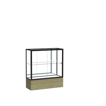 Ghent 40''H x 36''W x 14''D Reliant Driftwood Oak Display Case w/ Mirror Back & Dark Bronze Frame 2281MB-BZ-DK