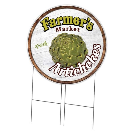Signmission Farmers Market Artichokes Double Sided Corrugated Plastic Circle Yard, C-36-CIR-DS-WS-Artichokes C-36-CIR-DS-WS-Artichokes