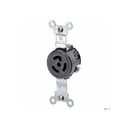 Leviton Locking Receptacle, L7-15R, 15 A, 277V AC, Single Phase, 2 Pole, Flush Mount, Screw Terminals 4760