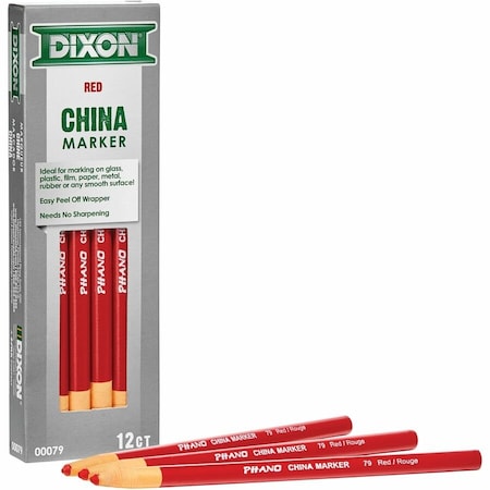Dixon Ticonderoga Dixon, China Marker, Red, Dozen 00079