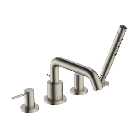 Hansgrohe Tecturis S 4-Hole Roman Tub Set Trim with 1.75 Handshower in Brushed Nickel 73442821