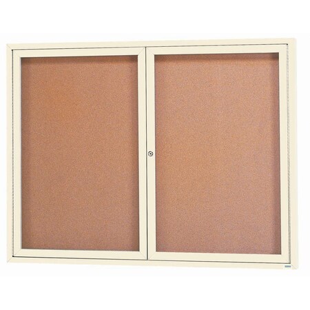 Aarco Enclosed Natural Pebble Grain Cork Bulletin Board w/ Ivory Powder Coated Al Frame, 48''Hx60''W DCC4860RIV