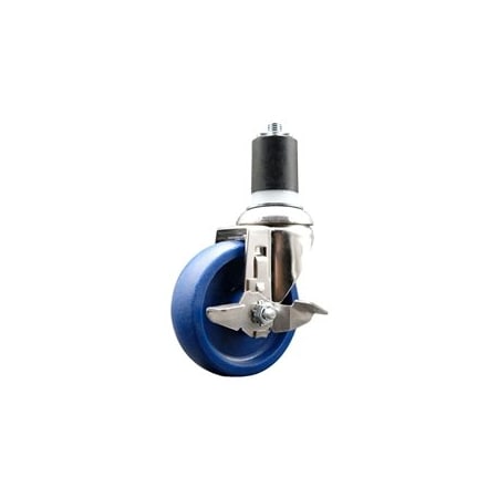 Service Caster 4 Inch 316SS Solid Polyurethane Swivel 1-7/8 Inch Expanding Stem Caster Brake SCC-SS316EX20S414-SPUS-TLB-178