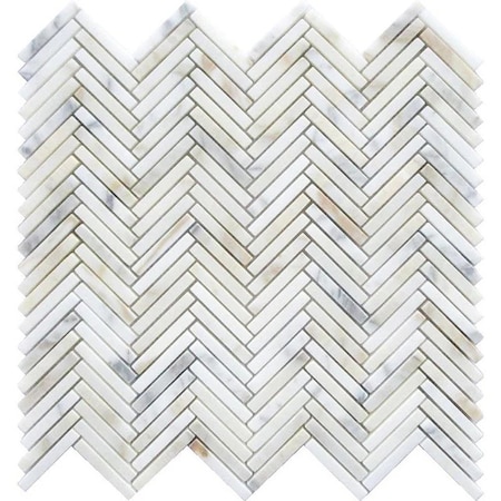 Apollo Tile Serena 11x11 White Gray Calacatta Gold Mosaic Herringbone Wall and Floor Tile (4.2 sq ft/case), 5PK APLTSC88H14A