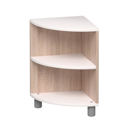 Beleduc By Playwell Genova 14.2inx14.2in Low 2-Layer Corner Unit, Modular Modern White/Oak HPL, 22.9inH, Ages 3+ 846055