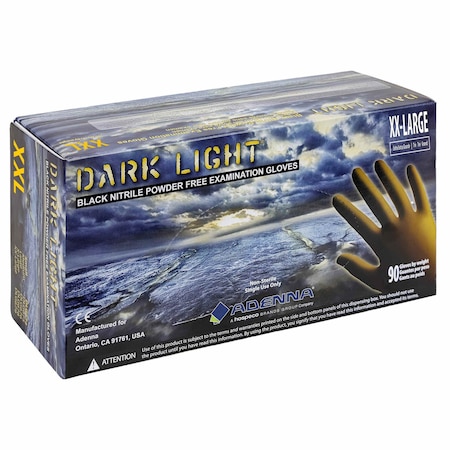 Safety Zone Dark Light Nitrile Powder Free 9 mil Exam Gloves - Black, 2XL - Case of 900 DLG679