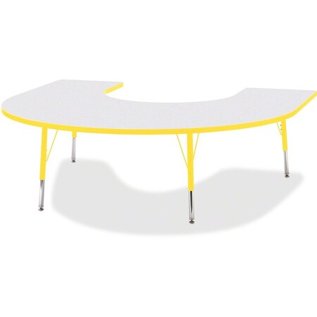 Jonti-Craft Berries Horseshoe Activity Table, 66 in. x 60 in., E-height, Freckled Gray/Yellow/Gray 6445JCE007