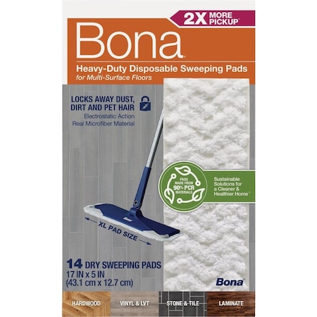 Bona Heavy Duty Disposable Sweeping Pads for Multi-Surface Floors, 14-Count AX0003639