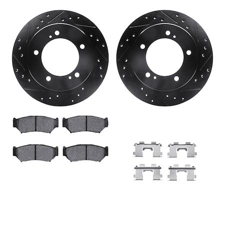 Dynamic Friction Co DFC Brake Rotor - Dimpled & Slotted - Black w/5000 Brake Pads & HW Kit 8512-47038