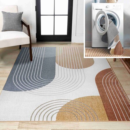 Jonathan Y Arches Contemporary Minimalist Machine-Washable Multi 3 ft. x 5 ft. Area Rug WSH312A-3