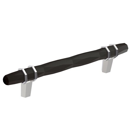 Amerock London 5-1/16 in 128 mm Center-to-Center Black Bronze/Polished Chrome Cabinet Pull BP36649BBR26
