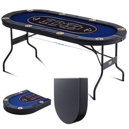 Vevor 8 Player Oval Foldable Poker Table Casino Blackjack Texa Holdem Table 72" SUS-7232
