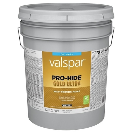 Valspar Pro-Hide Gold Ultra 6100 Latex Paint, Acrylic Base, Flat Sheen, Pastel Base, 5 gal 028.0061002.008