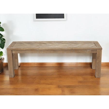 Homeroots 60" Natural Distressed Solid Wood Dining Bench 524063
