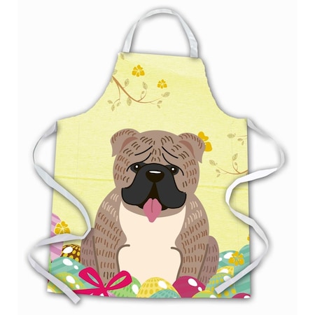 Carolines Treasures Easter Eggs English Bulldog Grey Brindle Apron BB6126APRON