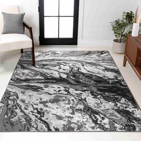 Jonathan Y Swirl Marbled Abstract Black/Ivory 8 ft. x 10 ft. Area Rug SOR203E-8
