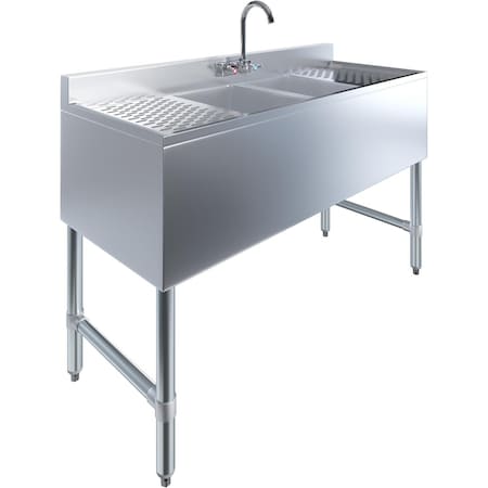 Amgood Underbar Sink, 2 bowl, Stainless Steel, 19 in W x 48 in L x 33 in H SINK BAR S2C-101410-LR-F-Z