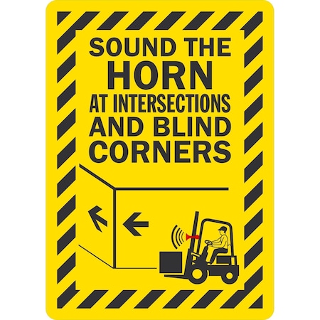 Lyle Sound The Horn At Intersections And Blind Corners, 10x14, Non-Reflective, Yellow G-1402-PL_10x14