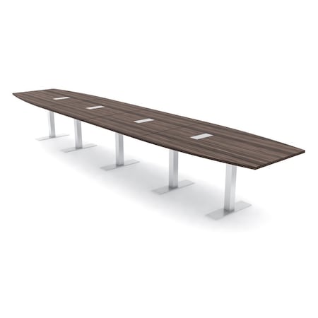 Skutchi Designs 20ft Conference Table With Power Unit | 20 Person Modular Boat Meeting Table | Harmony Series HAR-BOT-48X240-T-H3041-ESIL