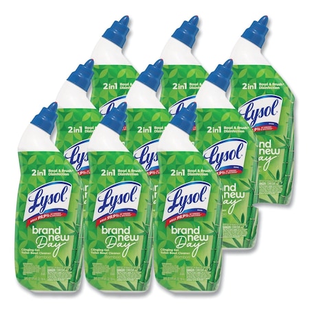 Lysol Clinging Gel Brand New Day Toilet Bowl Cleaner, 24 oz Angle-Neck Bottle, Bamboo Scent, 9PK 19200-62015