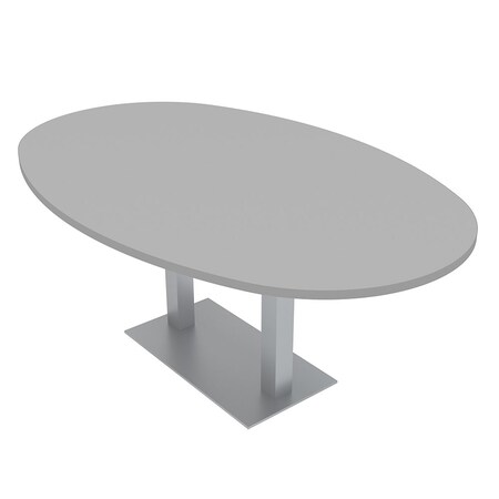 Skutchi Designs Boval Conference Table With Power Unit, 48 in W, 84 in L, Grey HAR-BOVL-48X84-DOU-U779-NA