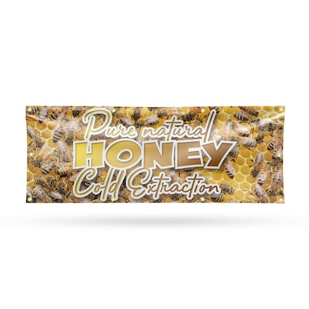 Signmission Pure Natural Honey Cold Extracted, 36 Inch x 96 Inch, Vinyl Banner B-96-30826