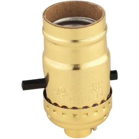 Leviton Push-Button Medium Base Polished Gilt Lamp Socket 053-06098-0PG