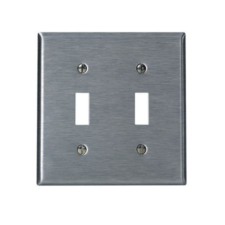 Leviton Switch Wallplate, Midway Size, Gang 2, Stainless Steel SSJ2-40