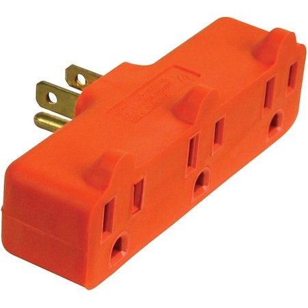 Powerzone Plug Adapter, 3 Outlet(s) Orange ORAD0100
