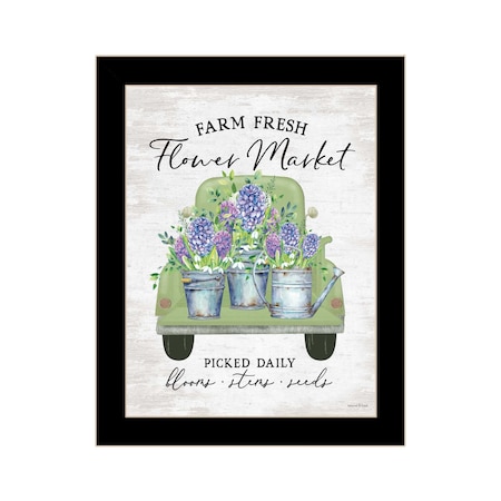 Homeroots Flower Market Hyacinths Black Framed Print Wall Art 530183