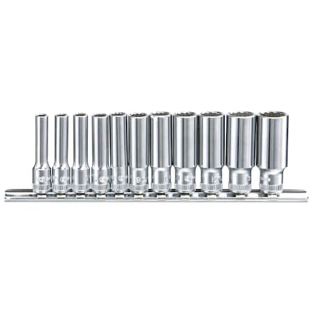 Genius Tools 11 Pieces 1/4in Dr. Metric Deep Hand Socket Set TW-211MD